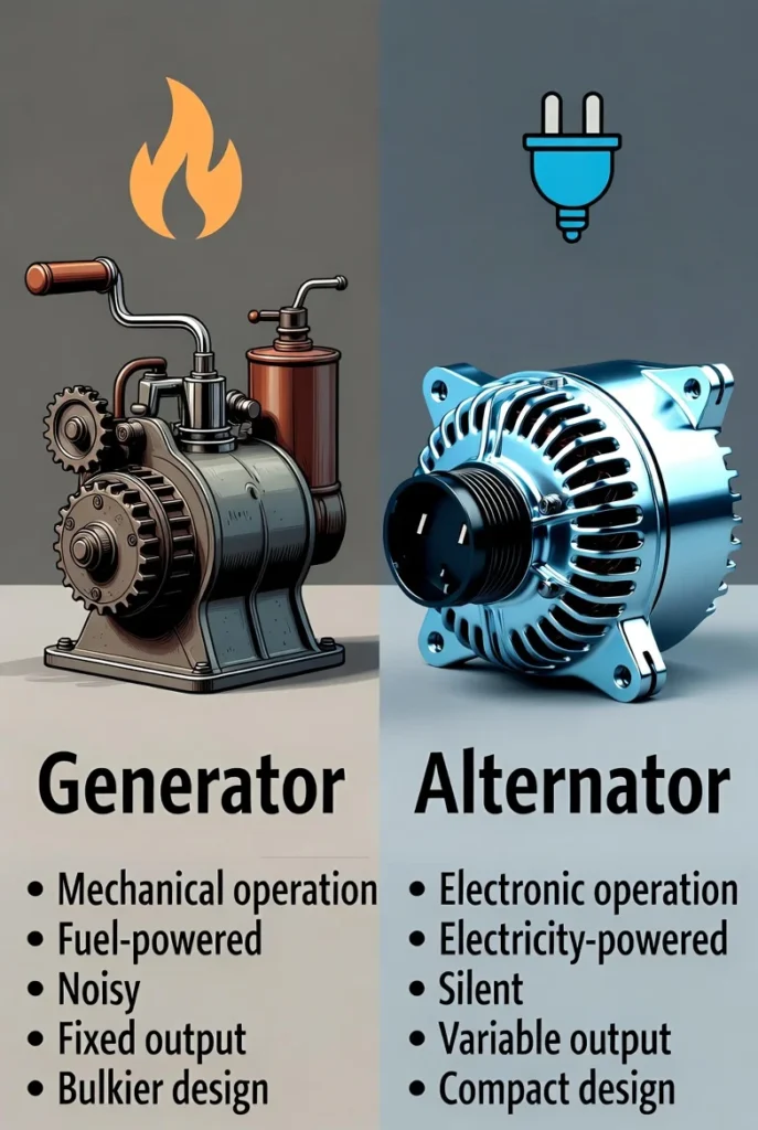 generator vs alternator