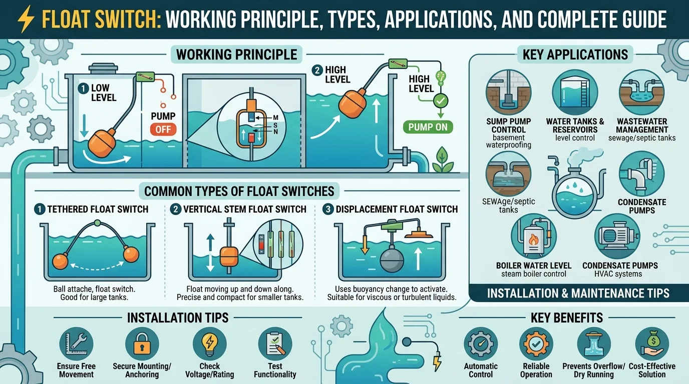 ⚡ Float Switch: Working Principle, Types, Applications, and Complete Guide