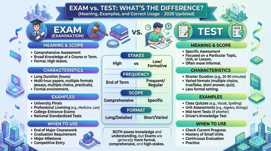 exam vs test