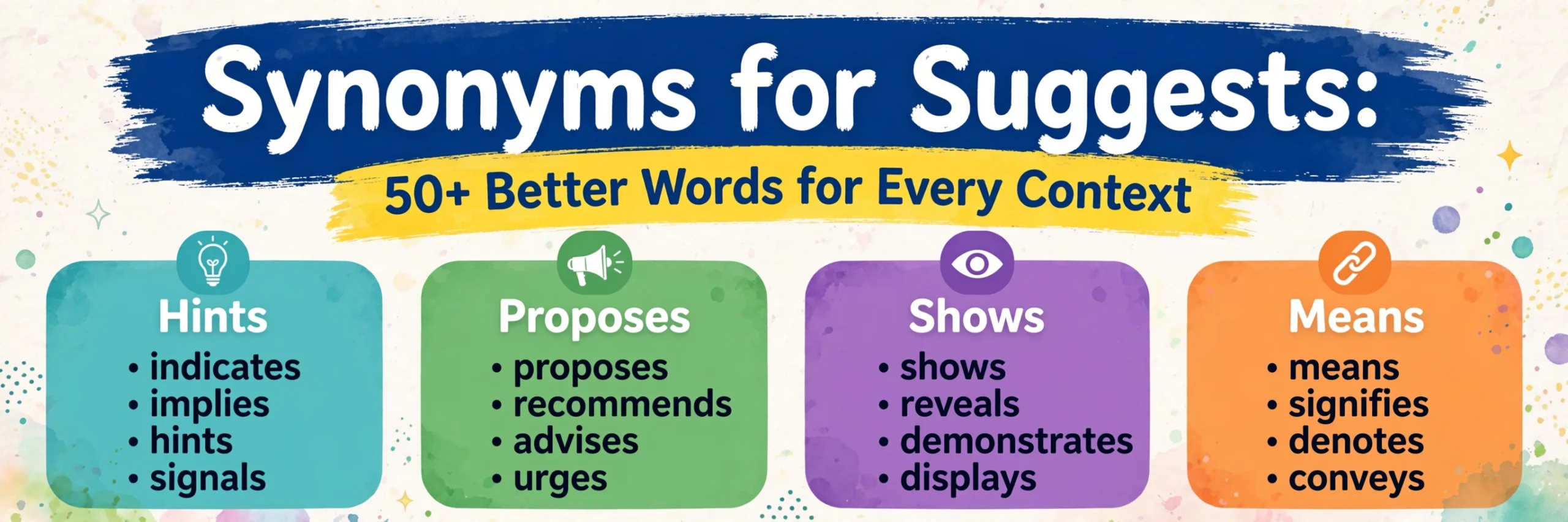 Synonyms for Suggests
