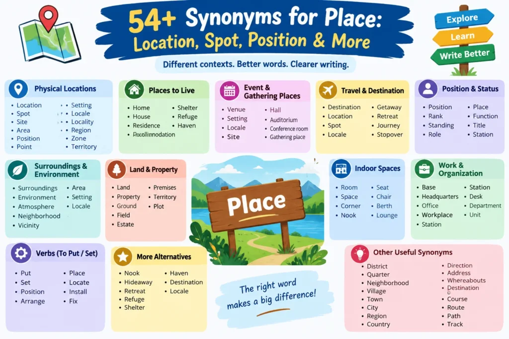 Synonyms for place